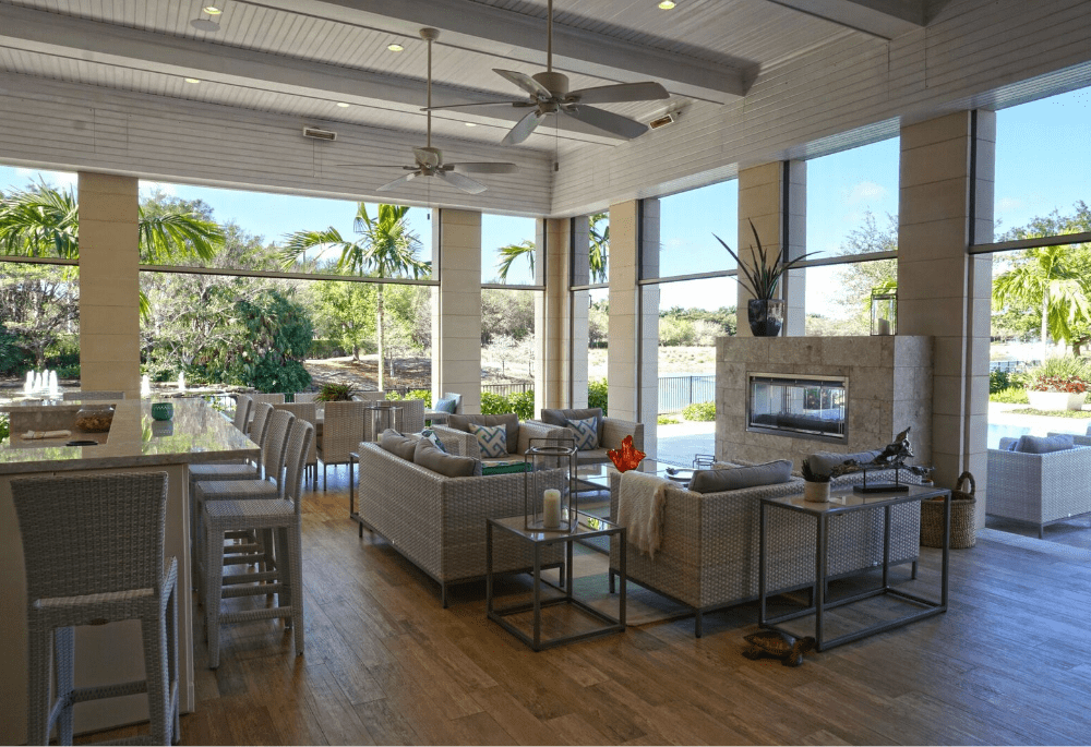 Inside image of a house with sitting area and a table